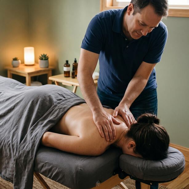 Man giving his partner a massage